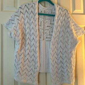 Handmade Women's Open-Front Knit Sweater - White